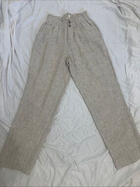Briggs New York Elastic-Waist Linen-Blend Chinos in Light Beige